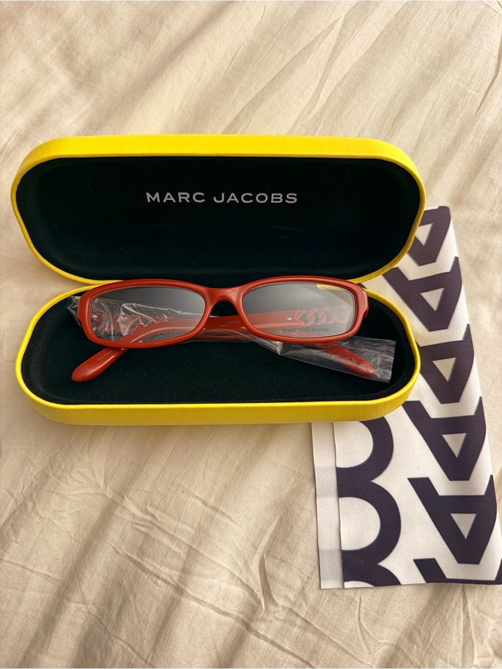 Marc Jacobs burgundy Slim Rectangular Sunglasses with Yellow Case